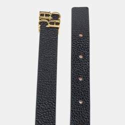 Pre Owned CH Carolina Herrera Black Leather CH Logo Slim Belt 100 CM
