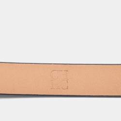 Pre Owned CH Carolina Herrera Black Leather CH Logo Slim Belt 100 CM