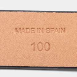 Pre Owned CH Carolina Herrera Black Leather CH Logo Slim Belt 100 CM