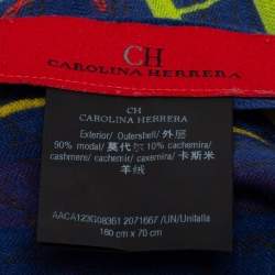 Pre Owned CH Carolina Herrera Multicolor Logo Print Modal and Cashmere Scarf