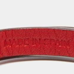 Pre Owned CH Carolina Herrera Red Logo Embossed Double Wrap Leather Bracelet