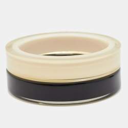 Pre Owned CH Carolina Herrera Resin Logo Bangles Set of 2