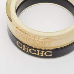 Pre Owned CH Carolina Herrera Resin Logo Bangles Set of 2