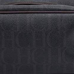 مملوكة مسبقًا CH Carolina Herrera Black/Brown Monogram Coated Canvas Cosmetic Pouch
