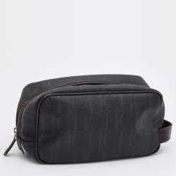مملوكة مسبقًا CH Carolina Herrera Black/Brown Monogram Coated Canvas Cosmetic Pouch