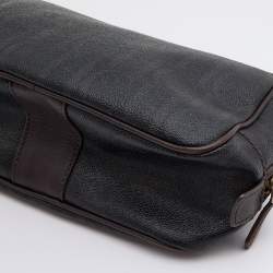 مملوكة مسبقًا CH Carolina Herrera Black/Brown Monogram Coated Canvas Cosmetic Pouch