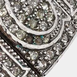 مملوكة مسبقًا CH Carolina Herrera Crystal Logo Gunmetal Tone Open Cuff Bracelet