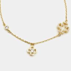 Pre Owned CH Carolina Herrera Gold Tone Petite Rosetta Insignia Bracelet & Earrings Set