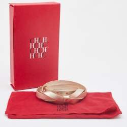 Pre Owned CH Carolina Herrera Gold Leather Bow Slim Waist Belt 75CM