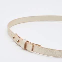 Pre Owned CH Carolina Herrera Gold Leather Bow Slim Waist Belt 75CM