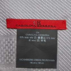 CH Carolina Herrera grey Silk & Wool Rosette Insignia Shawl