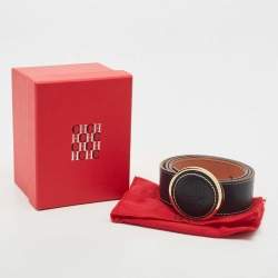 مملوكة مسبقًا CH Carolina Herrera Midnight Blue Logo Buckle Leather Belt 80cm