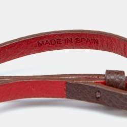 مملوكة مسبقًا CH Carolina Herrera Brown Leather Double Wrap Bracelet