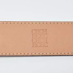 Pre Owned CH Carolina Herrera Brown Leather CH Logo Waist Belt 80 CM