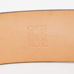 CH Carolina Herrera Beige Croc Embossed Leather Belt 80CM