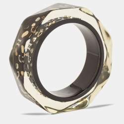 Carolina Herrera CH Crystals Gold Tone Resin Bangle Bracelet 