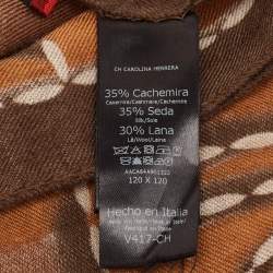Pre Owned CH Carolina Herrera Brown Logo Print Cashmere Blend Scarf 