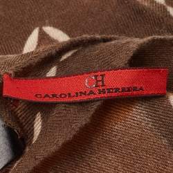 Pre Owned CH Carolina Herrera Brown Logo Print Cashmere Blend Scarf 