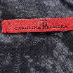 CH Carolina Herrera Blue Lace and Crepe Peplum Top S