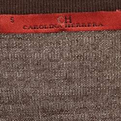 Pre Owned CH Carolina Herrera Brown Knit Buttoned Cardigan S