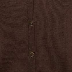 Pre Owned CH Carolina Herrera Brown Knit Buttoned Cardigan S