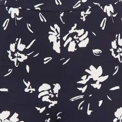 CH Carolina Herrera Blue Floral Printed Crepe Wide-Leg Pants XS