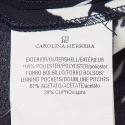 CH Carolina Herrera Blue Floral Printed Crepe Wide-Leg Pants XS