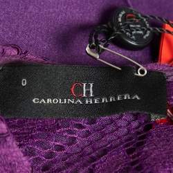 مملوكة مسبقًا CH Carolina Herrera Purple Lace and Satin Short Dress XS