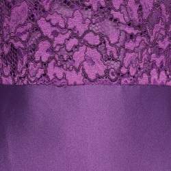 مملوكة مسبقًا CH Carolina Herrera Purple Lace and Satin Short Dress XS