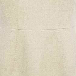 مملوكة مسبقًا CH Carolina Herrera Beige Wool Cap Sleeve Sheath Dress L