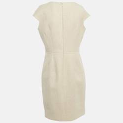 مملوكة مسبقًا CH Carolina Herrera Beige Wool Cap Sleeve Sheath Dress L