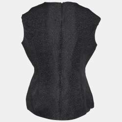 CH Carolina Herrera Black Embossed Jacquard Peplum Top S