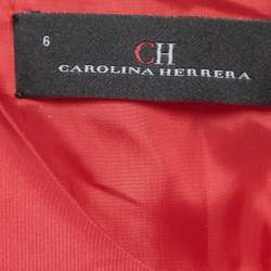 Pre Owned CH Carolina Herrera Red Synthetic Ruffled Sleeveless Midi Dress M