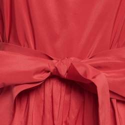 Pre Owned CH Carolina Herrera Red Synthetic Ruffled Sleeveless Midi Dress M