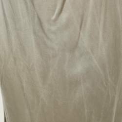 Pre Owned CH Carolina Herrera Grey Satin Silk Belted Kaftan Maxi Dress M