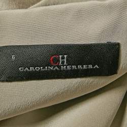 Pre Owned CH Carolina Herrera Grey Satin Silk Belted Kaftan Maxi Dress M