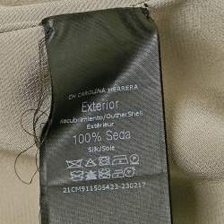 Pre Owned CH Carolina Herrera Grey Satin Silk Belted Kaftan Maxi Dress M