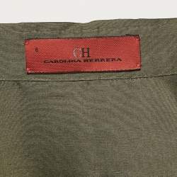 CH Carolina Herrera Olive Green Silk Front Buttoned Short Dress M
