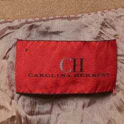 CH Carolina Herrera Brown Logo Embroidered Wool Button Detail Blazer L