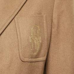 CH Carolina Herrera Brown Logo Embroidered Wool Button Detail Blazer L