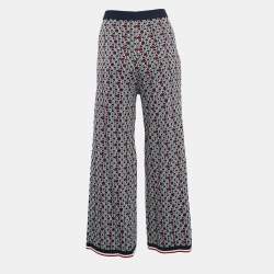 Pre Owned CH Carolina Herrera Navy Blue Logo Jacquard Knit Pants M
