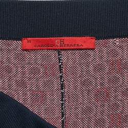 Pre Owned CH Carolina Herrera Navy Blue Logo Jacquard Knit Pants M
