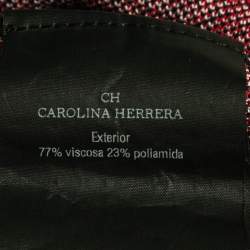 Pre Owned CH Carolina Herrera Navy Blue Monogram Knit Open Front Cardigan L