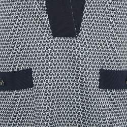 CH Carolina Herrera  Navy Blue Patterned Stretch Knit Top S