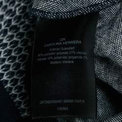 CH Carolina Herrera  Navy Blue Patterned Stretch Knit Top S