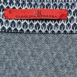 CH Carolina Herrera  Navy Blue Patterned Stretch Knit Top S