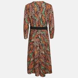 Pre Owned CH Carolina Herrera Multicolor Belted Midi Dress S