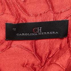 Pre Owned CH Carolina Herrera Red Floral Jacquard Short Dress L