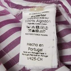 مملوكة مسبقًا قميص سي إتش كارولينا هيريرا قطن مقلم أرجواني بزرار أمامي متوسط