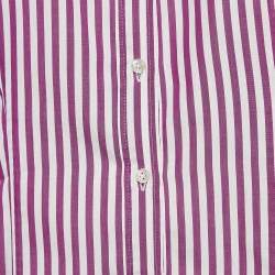 مملوكة مسبقًا قميص سي إتش كارولينا هيريرا قطن مقلم أرجواني بزرار أمامي متوسط